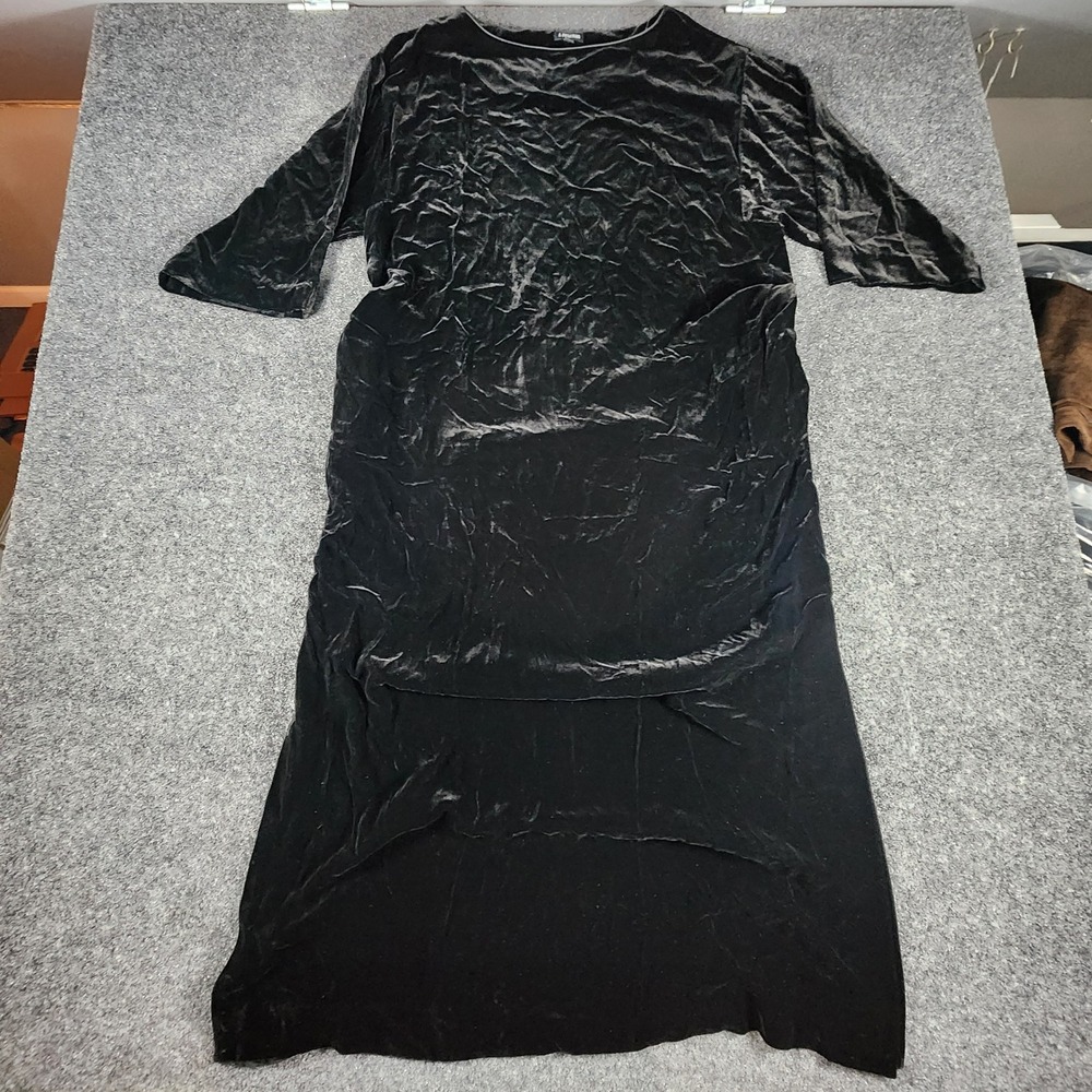 J.‎ Peterman Velvet Caftan Dress Womens S Black Rayon Silk Blend Maxi Pockets